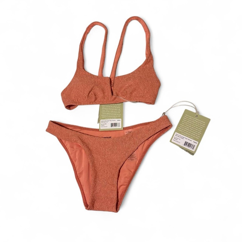 SportixStef Corgel Playa Textured Sport Bikini Set Swimsuit Bathing Suit Papaya